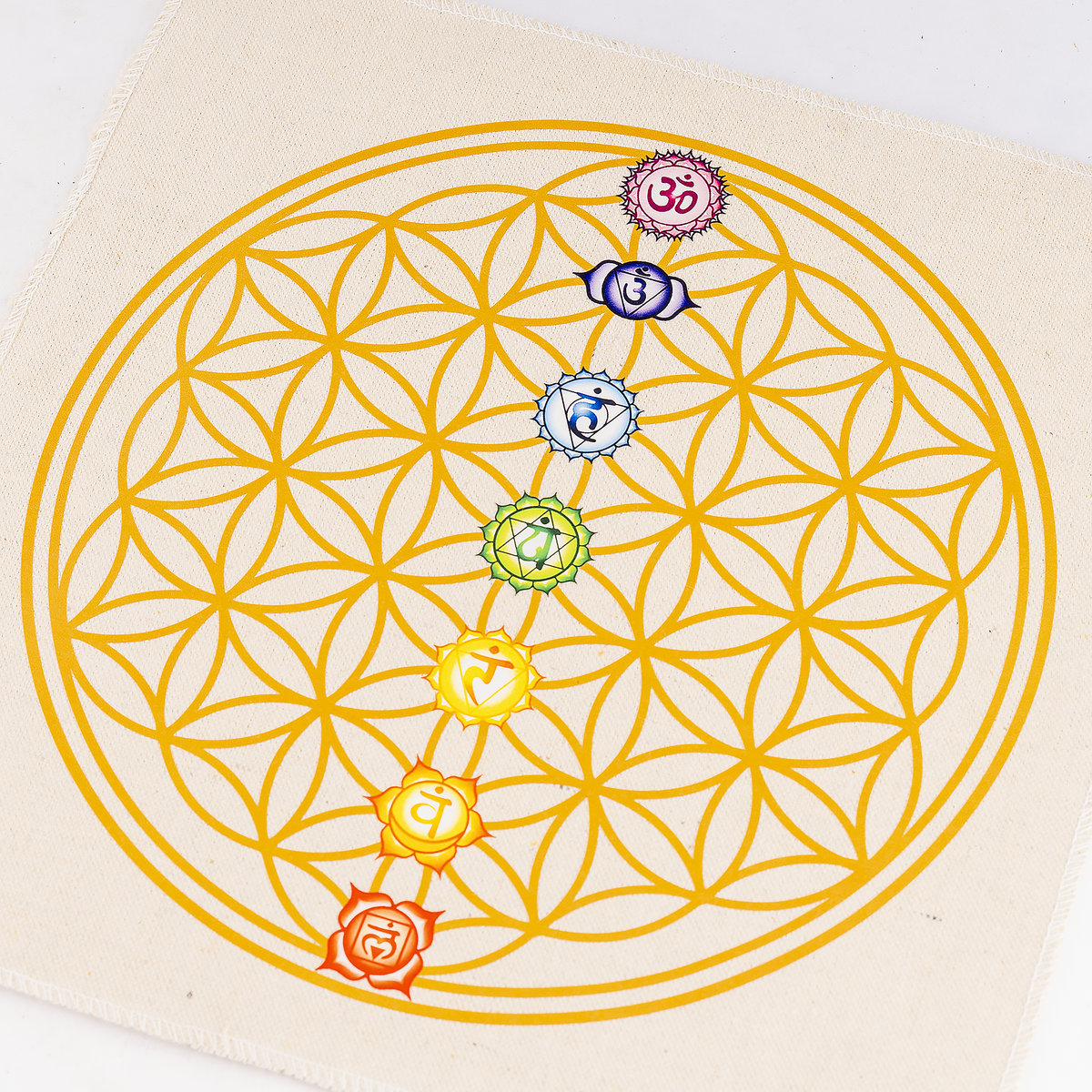 12-Inch Crystal Grid Cloth 7 chakra – Sacred Geometry Altar Mat for Meditation & Reiki