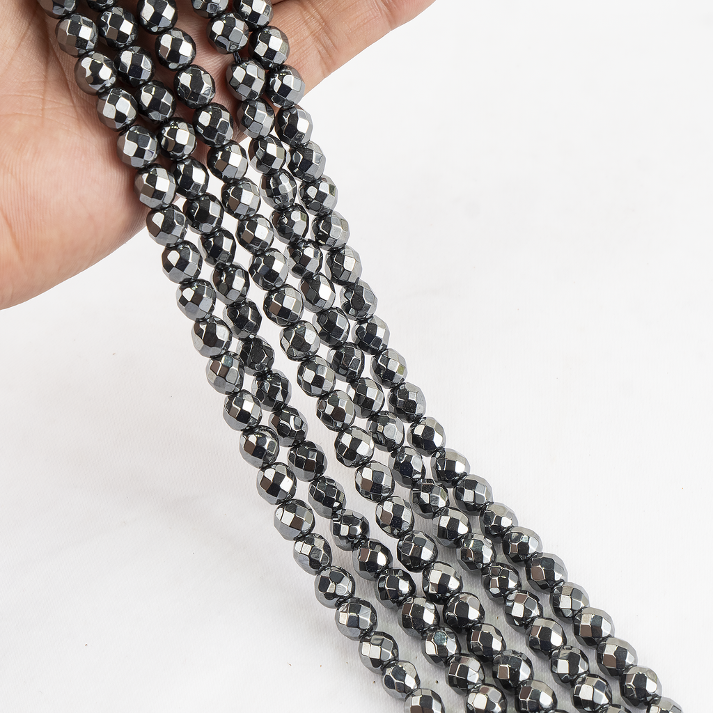 Hematite Faceted Beads, Crystal Beads for Jewelry.