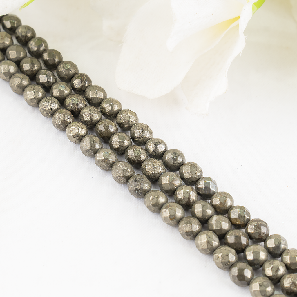 Pyrite Faceted Beads, Crystal Beads for Jewelry.