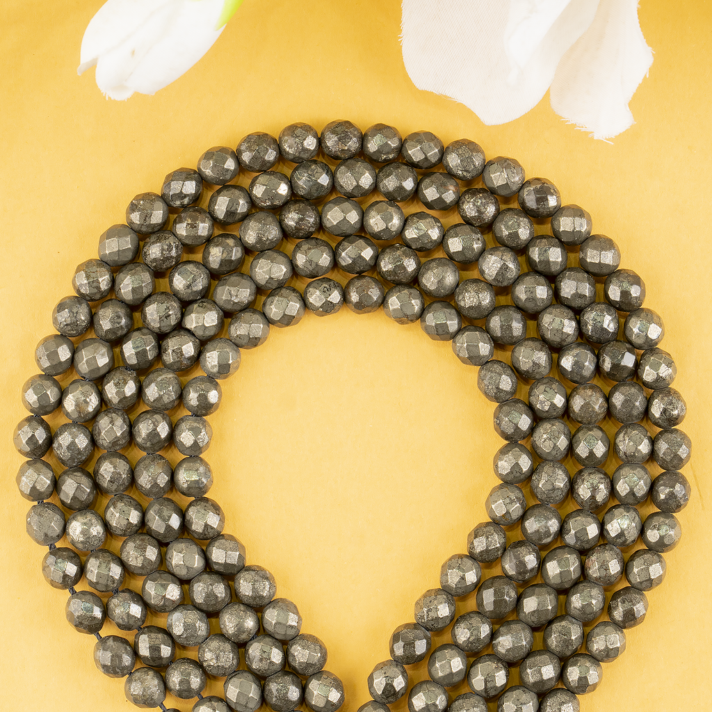 Pyrite Faceted Beads, Crystal Beads for Jewelry.