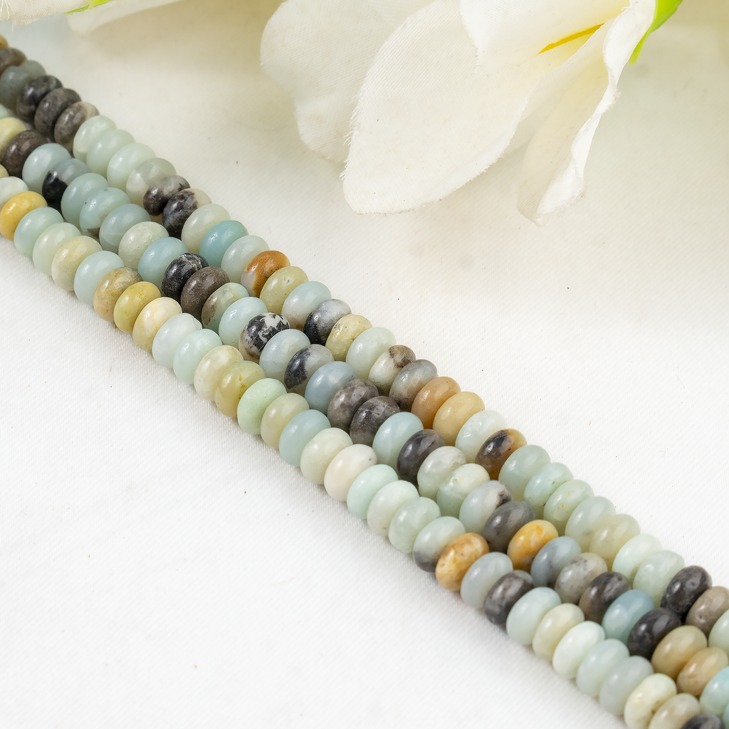 Multi Amazonite Rondelle Beads, Crystal Beads for Jewelry.