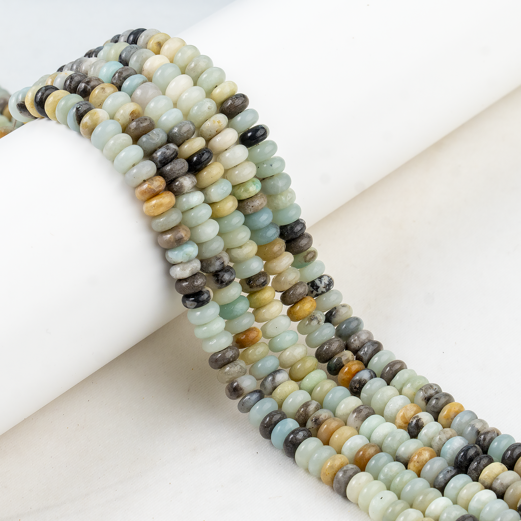 Multi Amazonite Rondelle Beads, Crystal Beads for Jewelry.