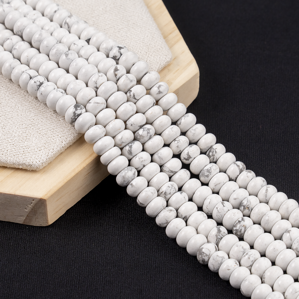 Howlite Rondelle Beads, Crystal Beads for Jewelry.