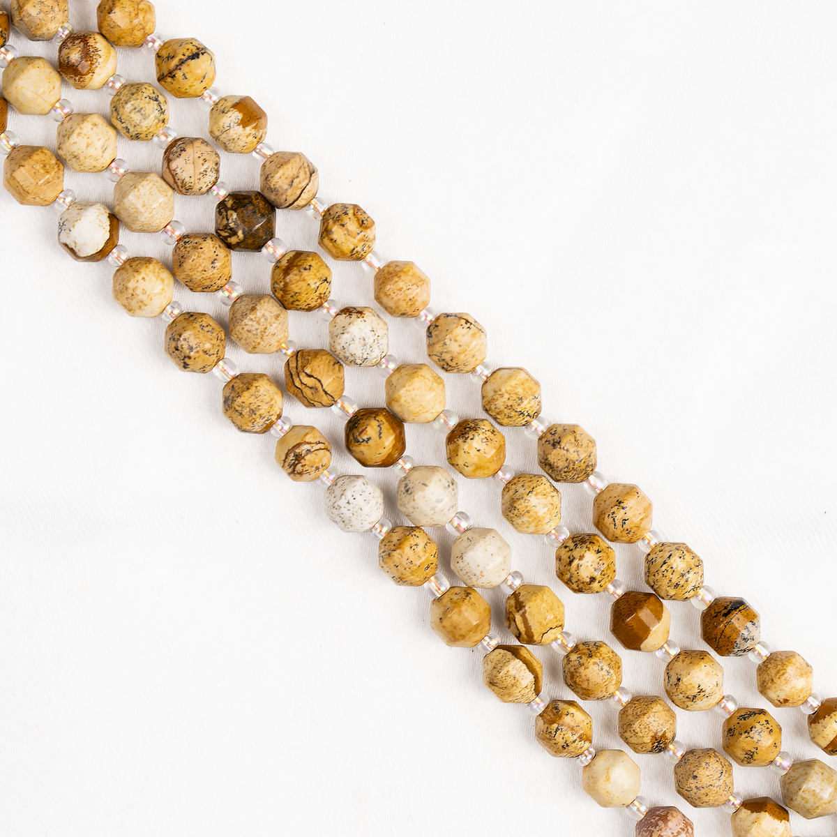 Picture Jasper Faceted Prism Cut Beads For Jewelry Making