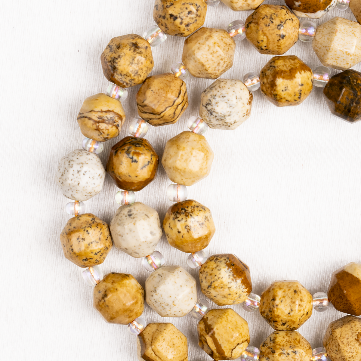 Picture Jasper Faceted Prism Cut Beads For Jewelry Making