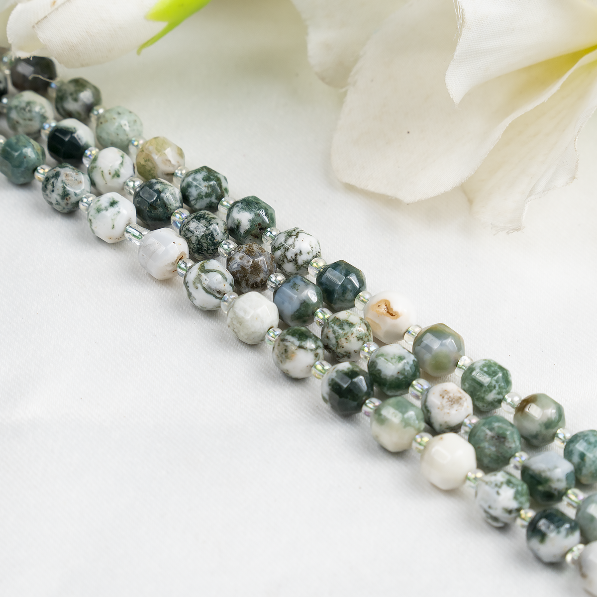 Tree Agate Faceted Prism Cut Beads For Jewelry Making