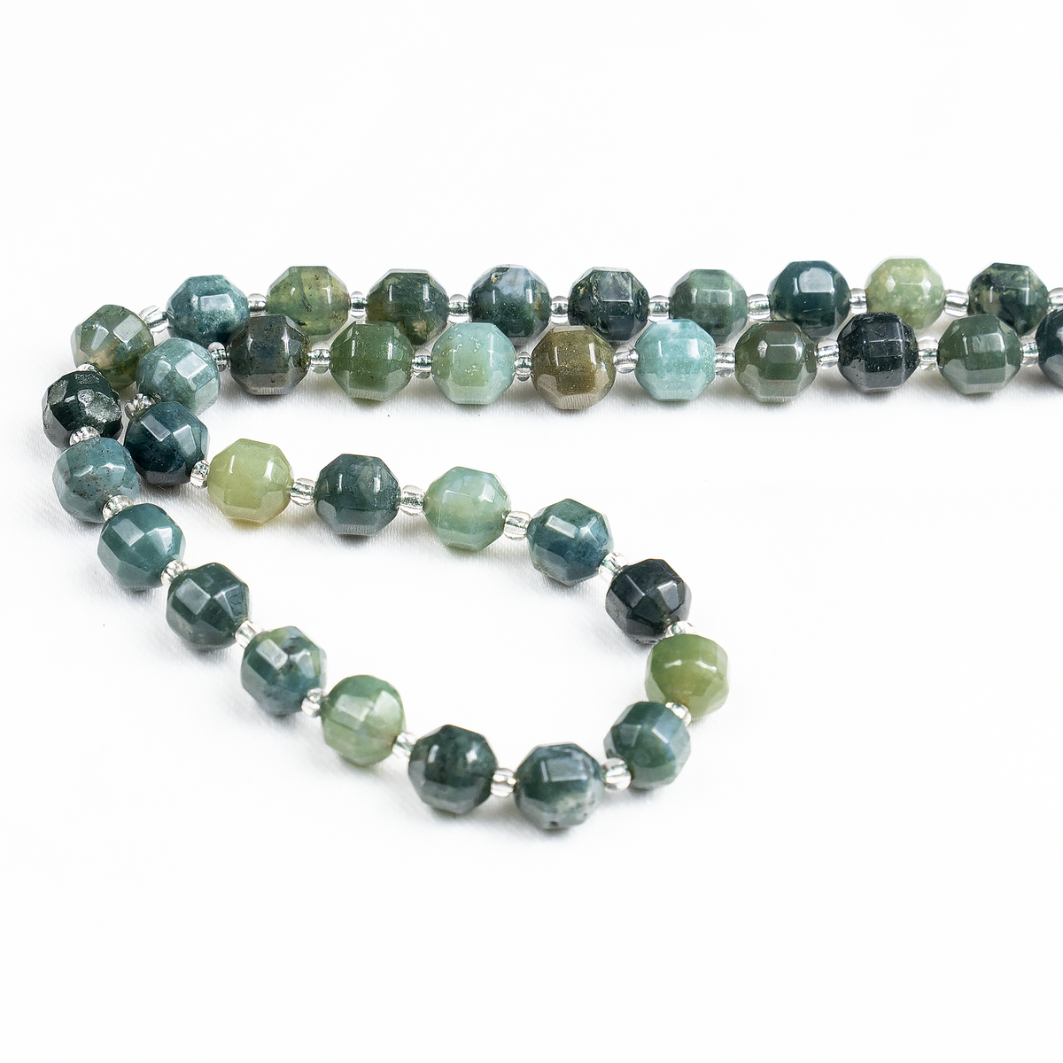 Moss Agate Faceted Prism Cut Beads For Jewelry Making