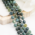 Moss Agate Faceted Prism Cut Beads For Jewelry Making