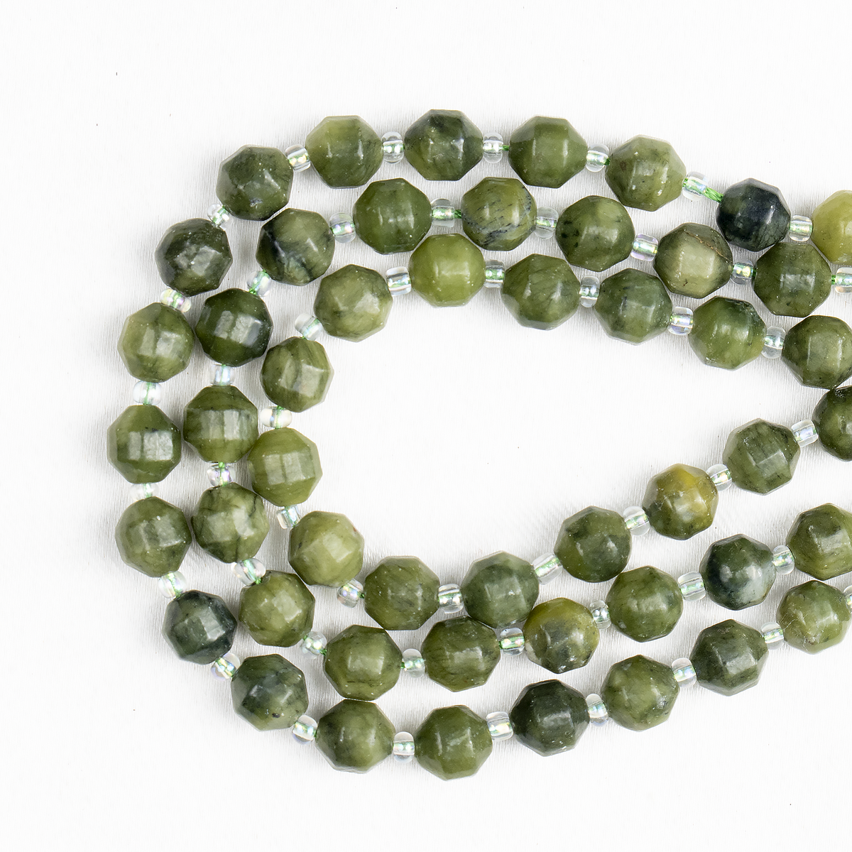 Green Jade Faceted Prism Cut Beads For Jewelry Making