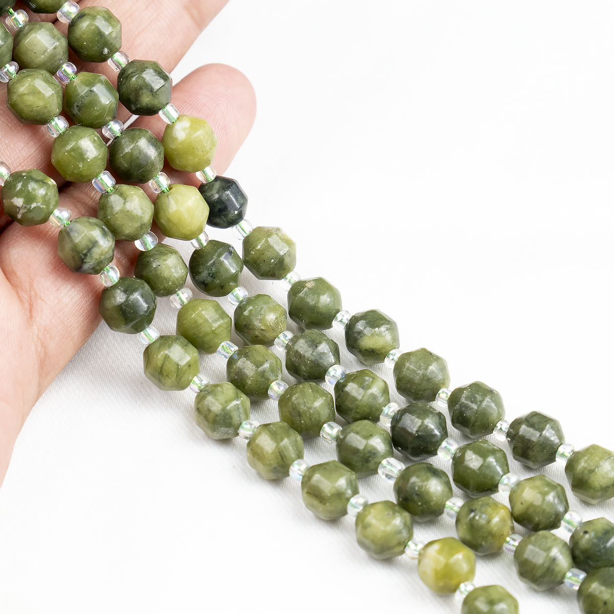 Green Jade Faceted Prism Cut Beads For Jewelry Making | Beads | Wiccan Center