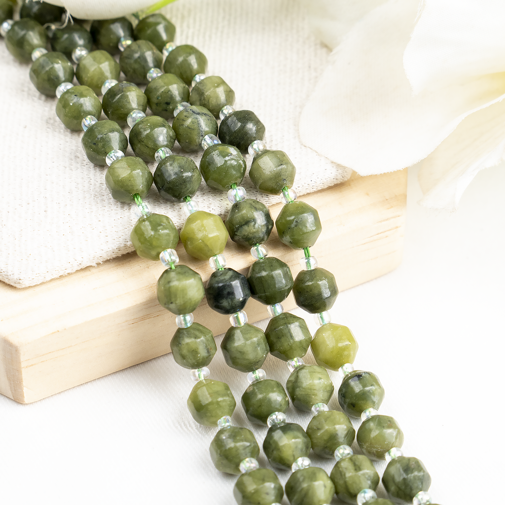 Green Jade Faceted Prism Cut Beads For Jewelry Making | Beads | Wiccan Center