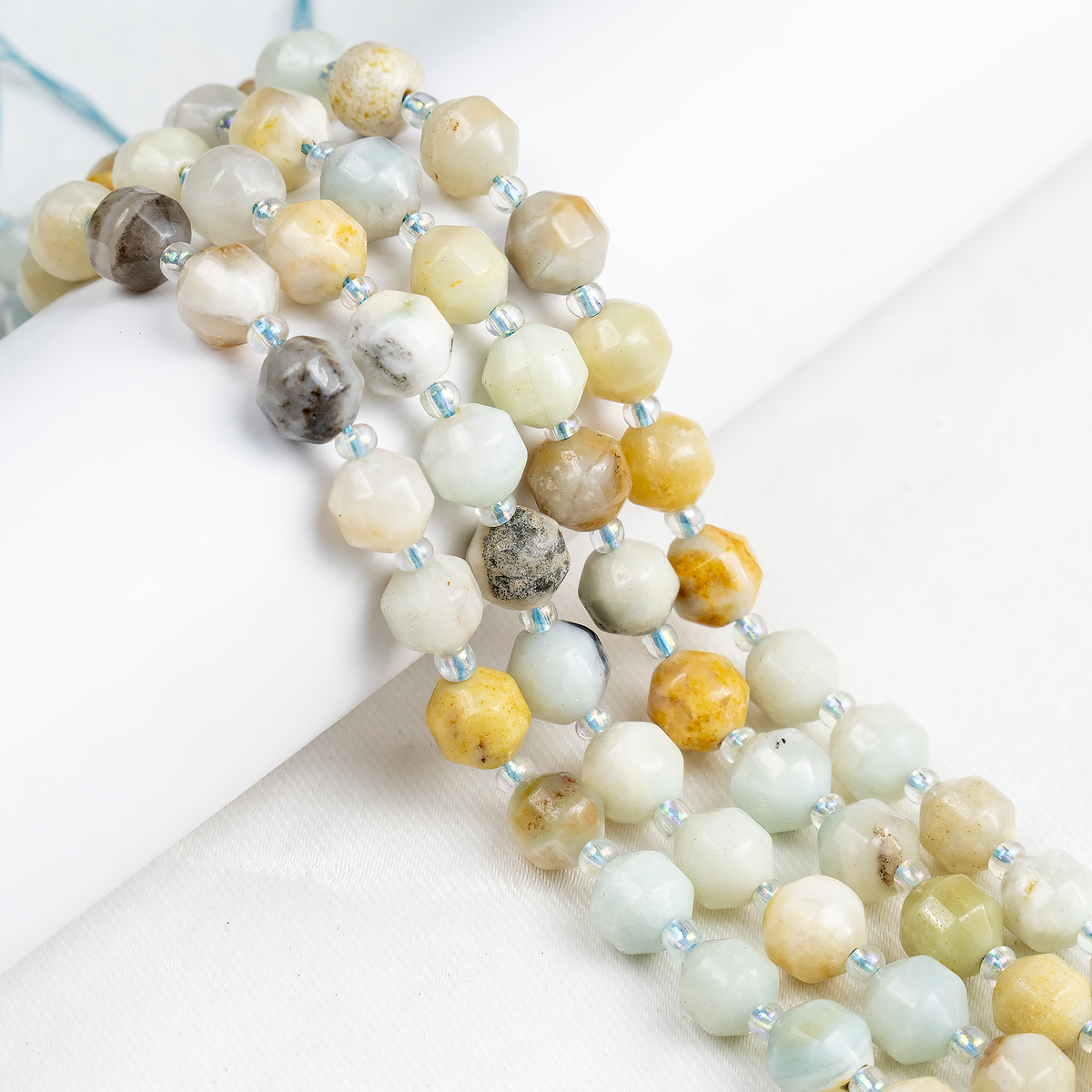 Multi Amazonite Faceted Prism Cut Beads For Jewelry Making