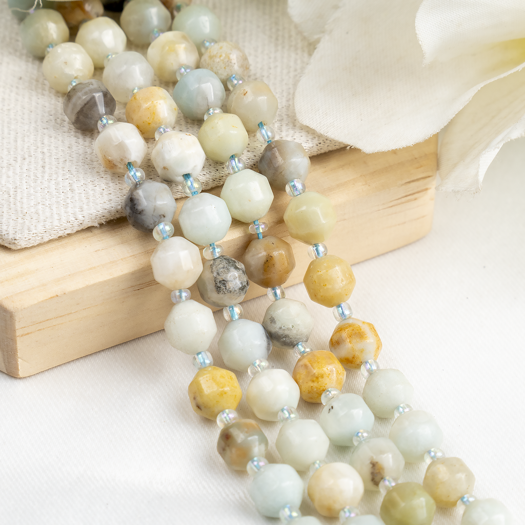 Multi Amazonite Faceted Prism Cut Beads For Jewelry Making