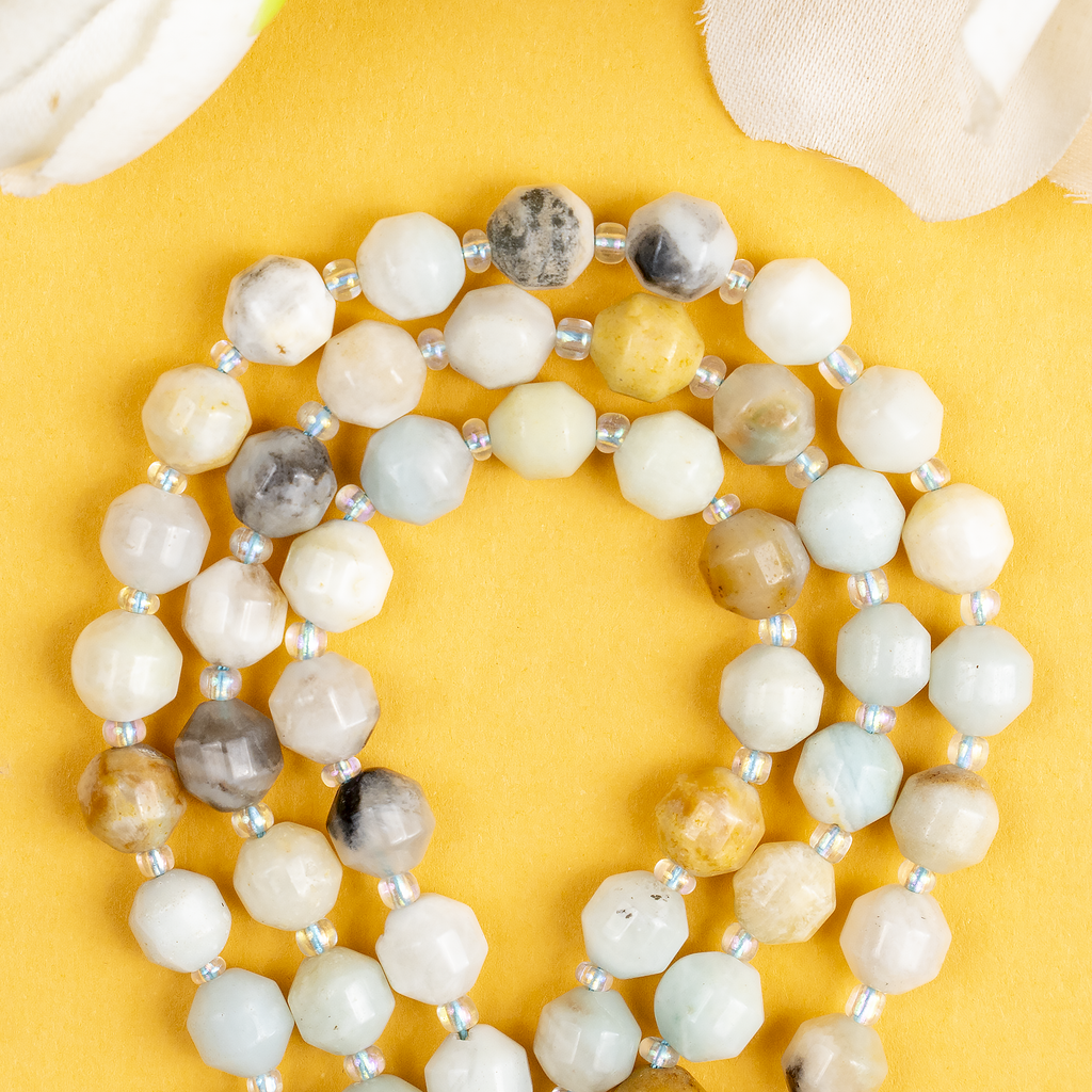 Multi Amazonite Faceted Prism Cut Beads For Jewelry Making