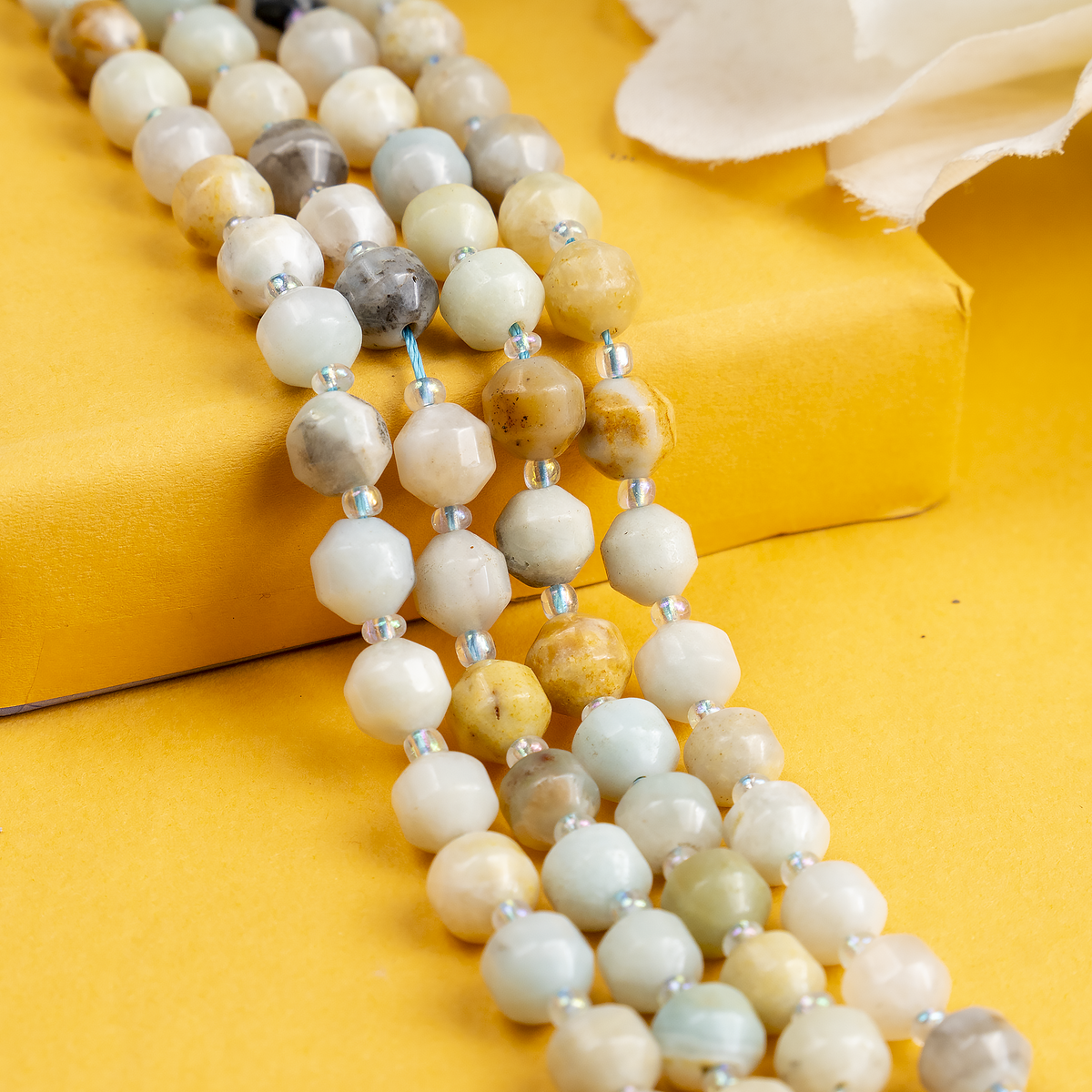 Multi Amazonite Faceted Prism Cut Beads For Jewelry Making