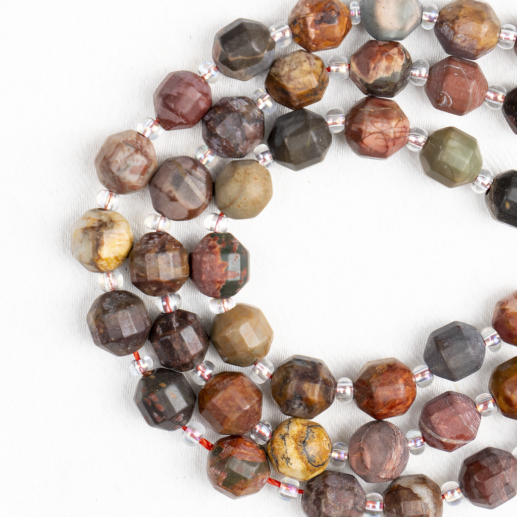 Multi Picasso Jasper Faceted Prism Cut Beads For Jewelry Making