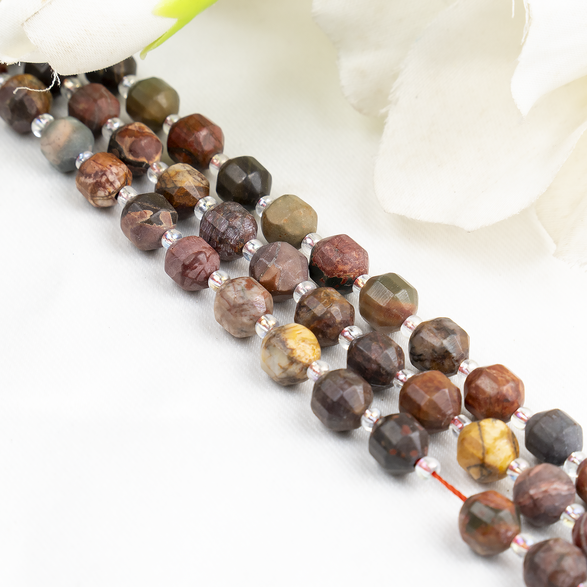 Multi Picasso Jasper Faceted Prism Cut Beads For Jewelry Making