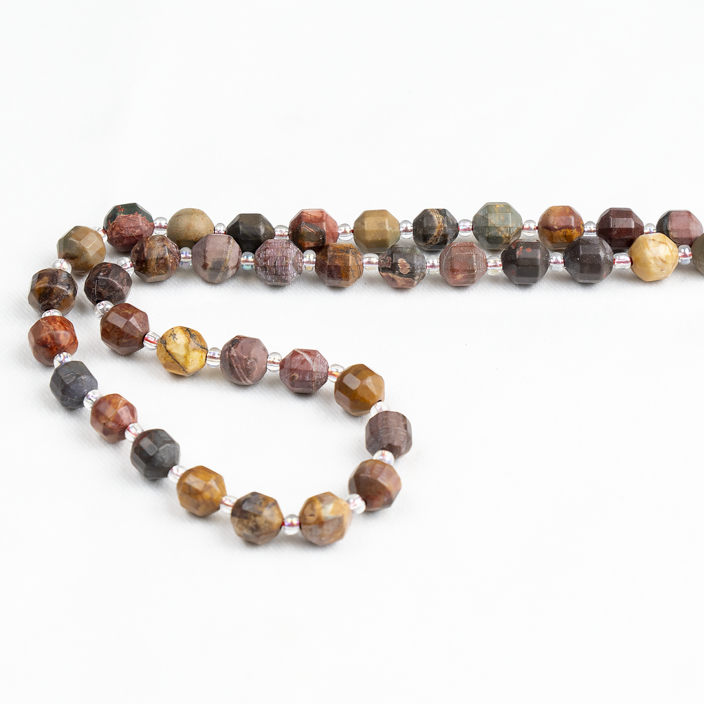 Multi Picasso Jasper Faceted Prism Cut Beads For Jewelry Making
