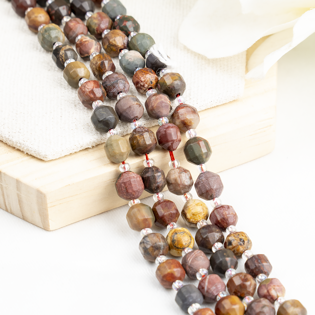 Multi Picasso Jasper Faceted Prism Cut Beads For Jewelry Making