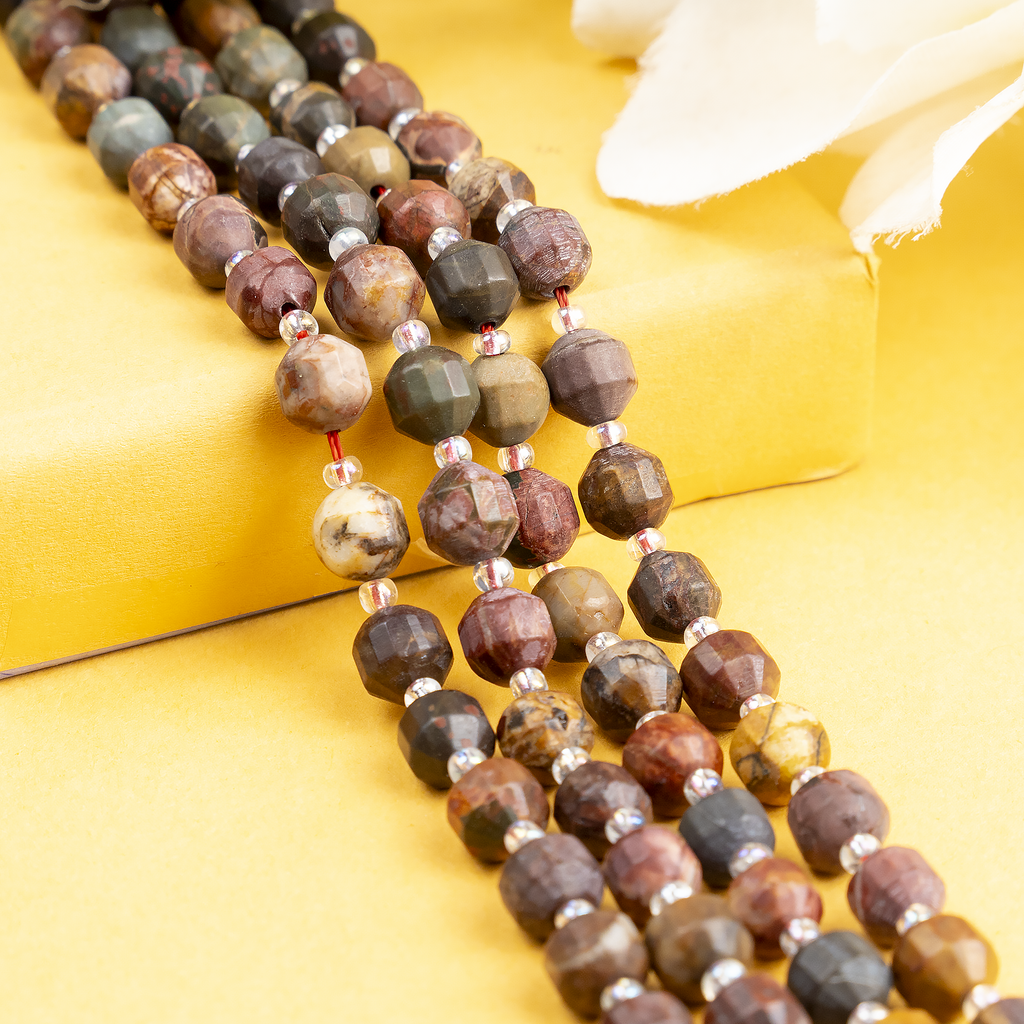 Multi Picasso Jasper Faceted Prism Cut Beads For Jewelry Making