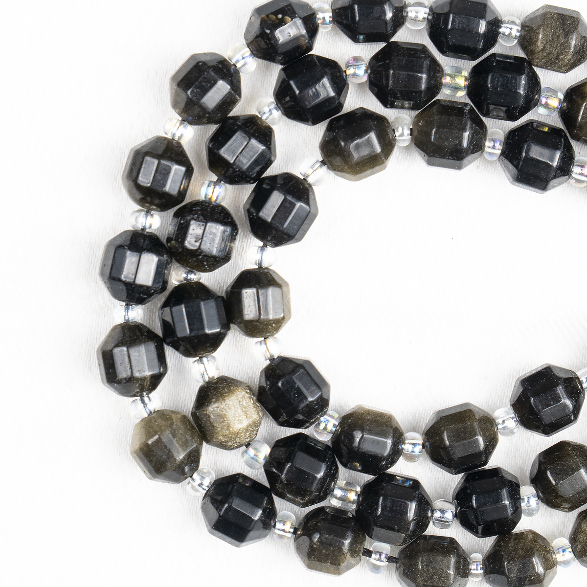Golden Obsidian Faceted Prism Cut Beads For Jewelry Making