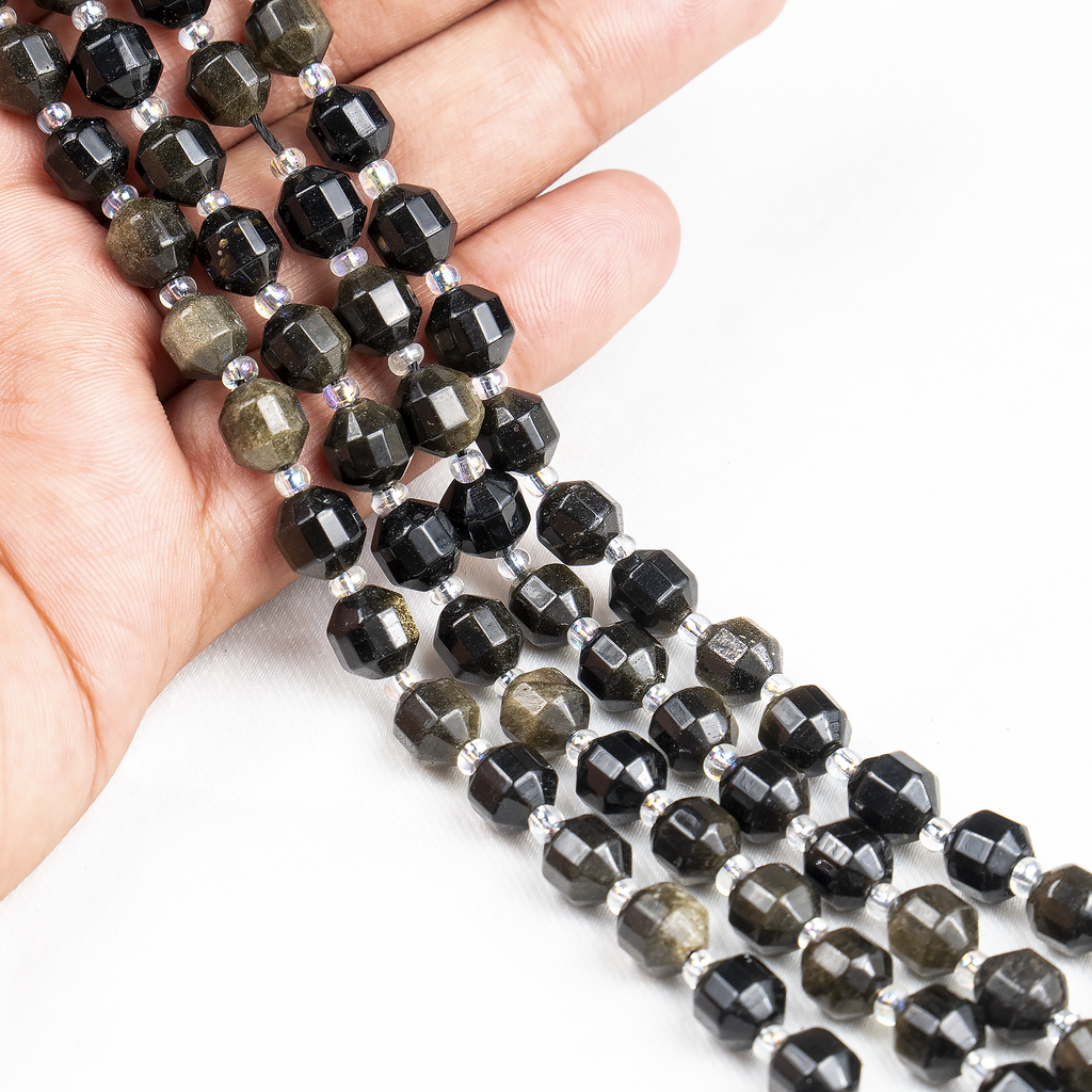 Golden Obsidian Faceted Prism Cut Beads For Jewelry Making | Beads | Wiccan Center