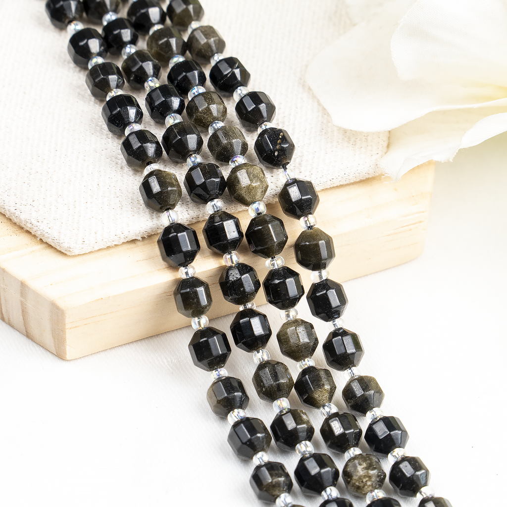 Golden Obsidian Faceted Prism Cut Beads For Jewelry Making | Beads | Wiccan Center