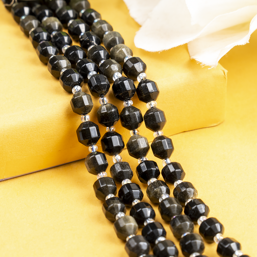 Golden Obsidian Faceted Prism Cut Beads For Jewelry Making | Beads | Wiccan Center