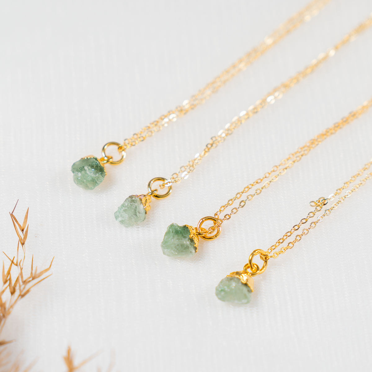 Raw Green Aventurine Crystal Necklace, Raw Gemstone Necklace