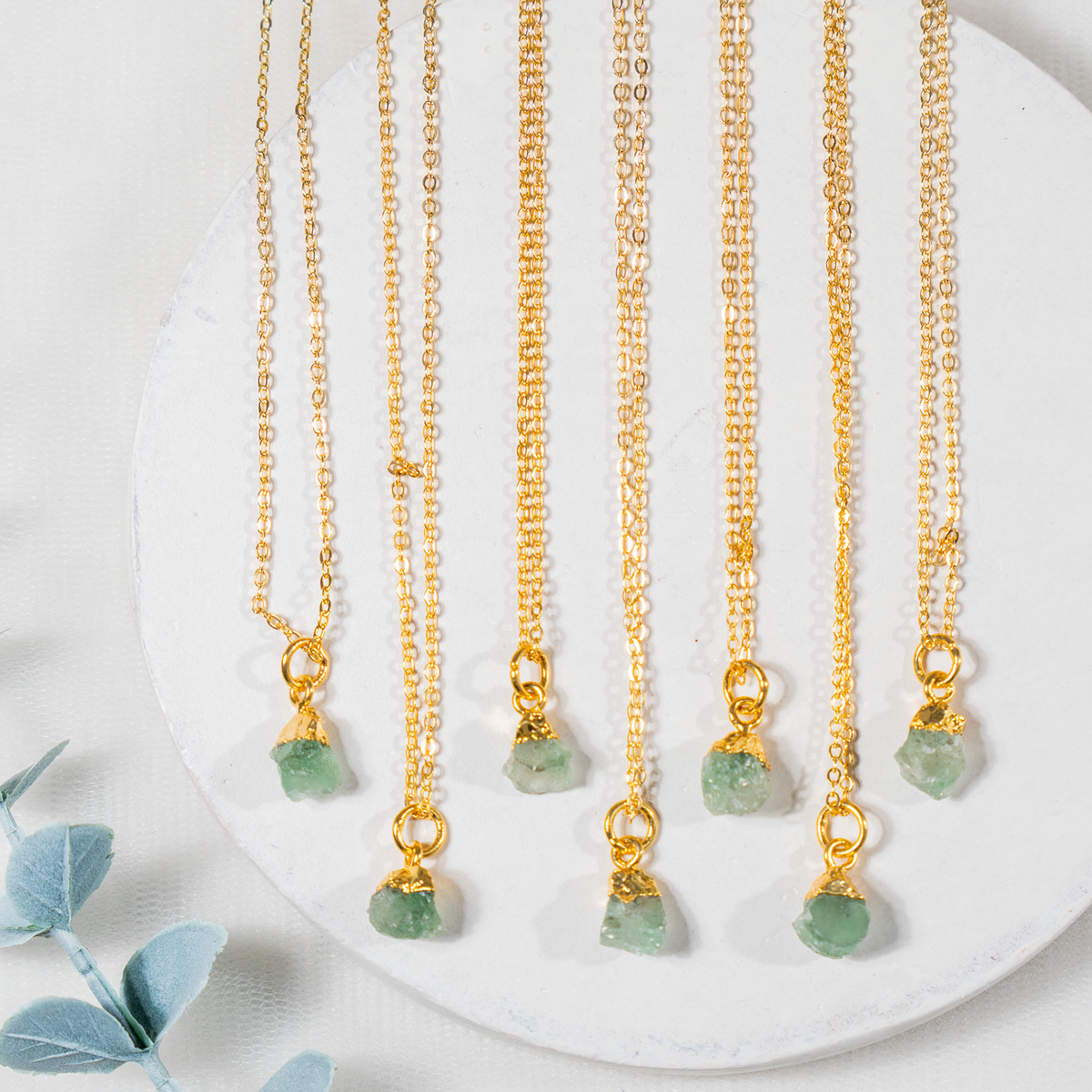 Raw Green Aventurine Crystal Necklace, Raw Gemstone Necklace