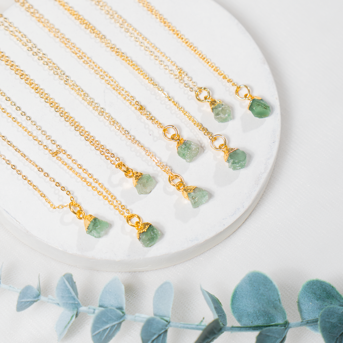 Raw Green Aventurine Crystal Necklace, Raw Gemstone Necklace