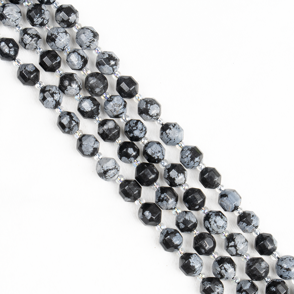 Snowflake Obsidian Faceted Prism Cut Beads For Jewelry Making | Beads | Wiccan Center