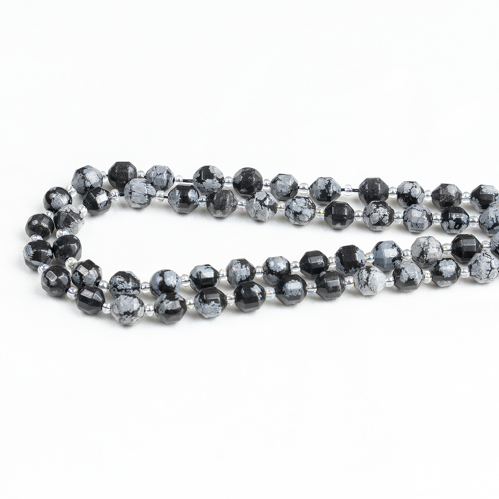 Snowflake Obsidian Faceted Prism Cut Beads For Jewelry Making | Beads | Wiccan Center