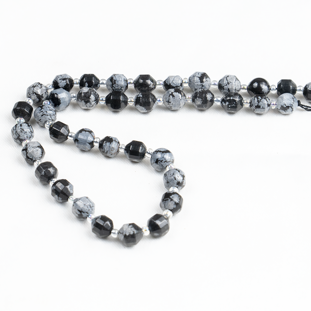 Snowflake Obsidian Faceted Prism Cut Beads For Jewelry Making | Beads | Wiccan Center