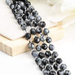 Snowflake Obsidian Faceted Prism Cut Beads For Jewelry Making | Beads | Wiccan Center