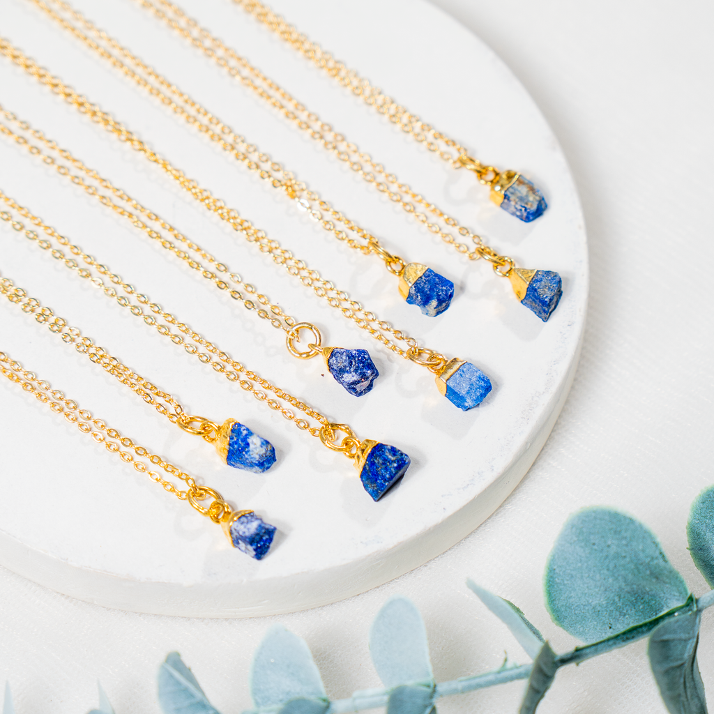 Lapis Lazuli Raw Crystal Necklace, Raw Gemstone Necklace.