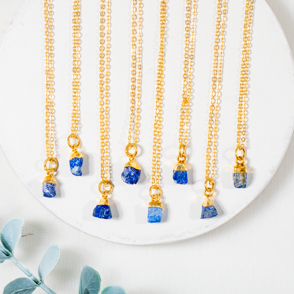 Lapis Lazuli Raw Crystal Necklace, Raw Gemstone Necklace.