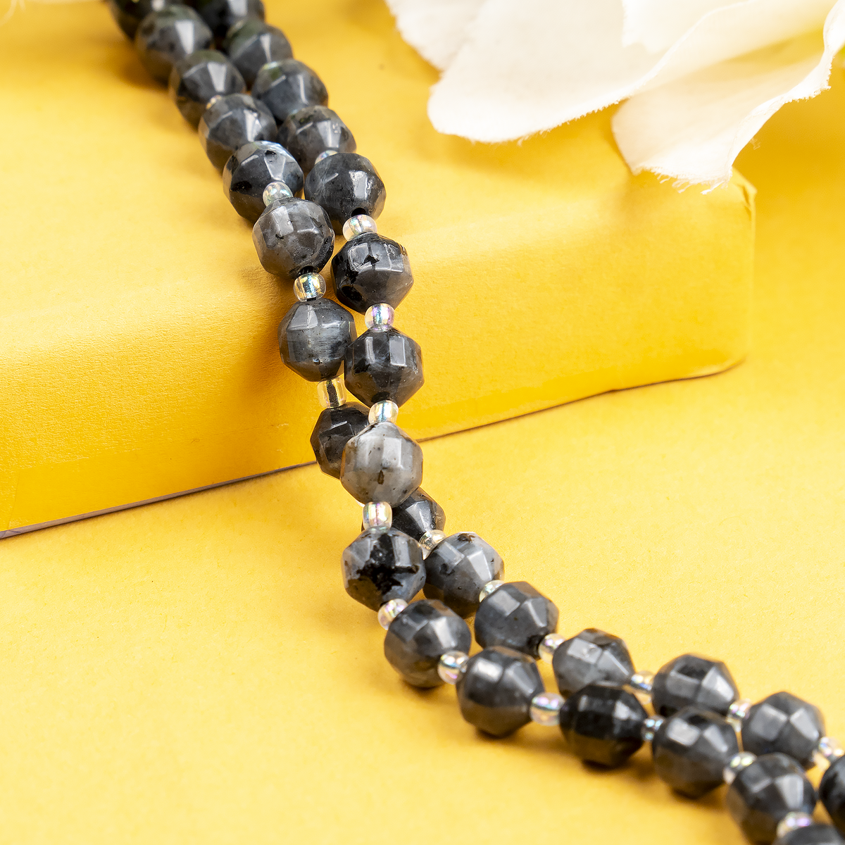 Larvikite Faceted Prism Cut Beads For Jewelry Making