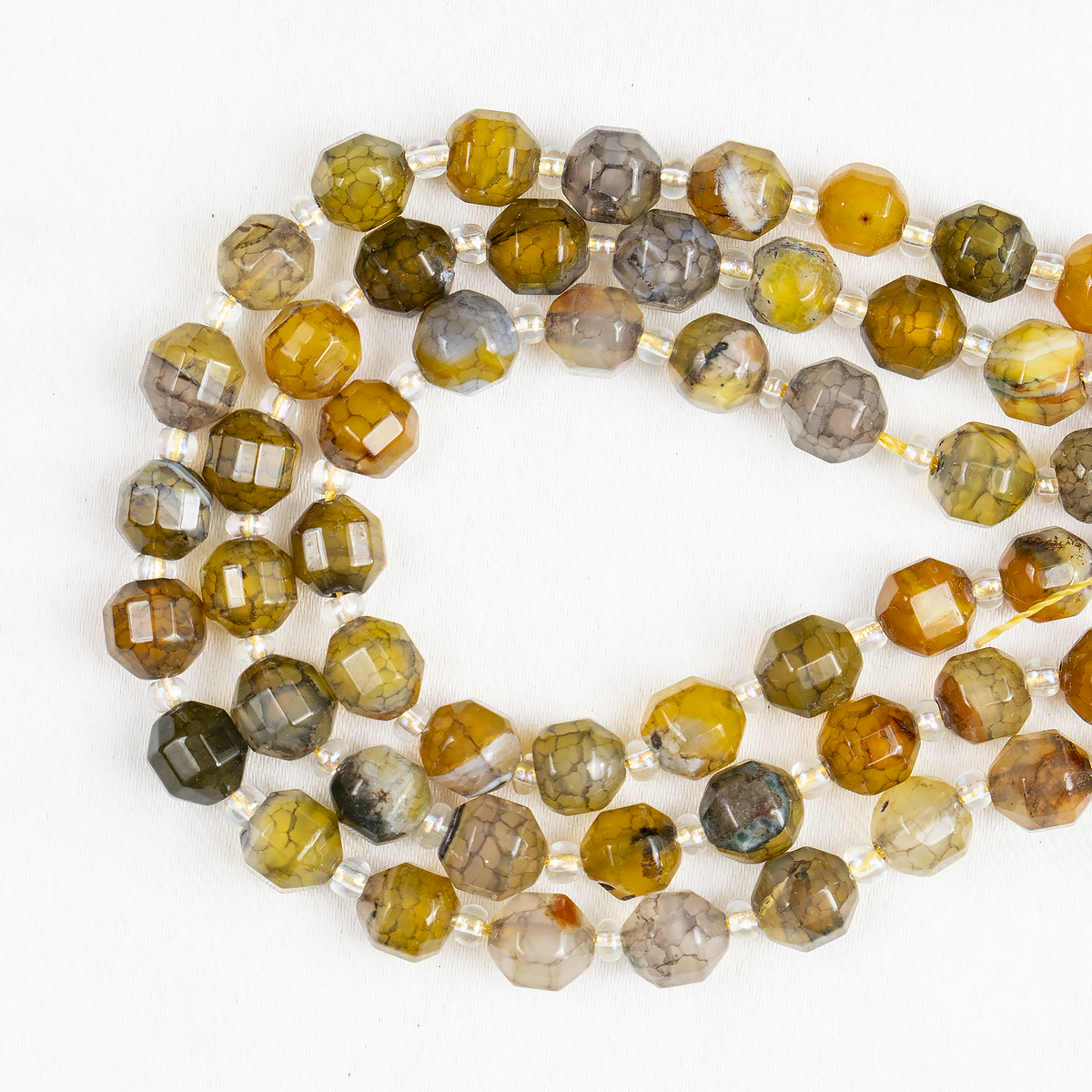 Dragon Vein Green Faceted Prism Cut Beads.  For Jewelry Making