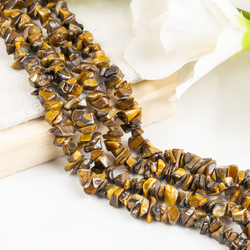 Uncut Raw Tiger Eye Crystal Chip Beads for Necklace (Creativity and Intuition) | Beads | Wiccan Center