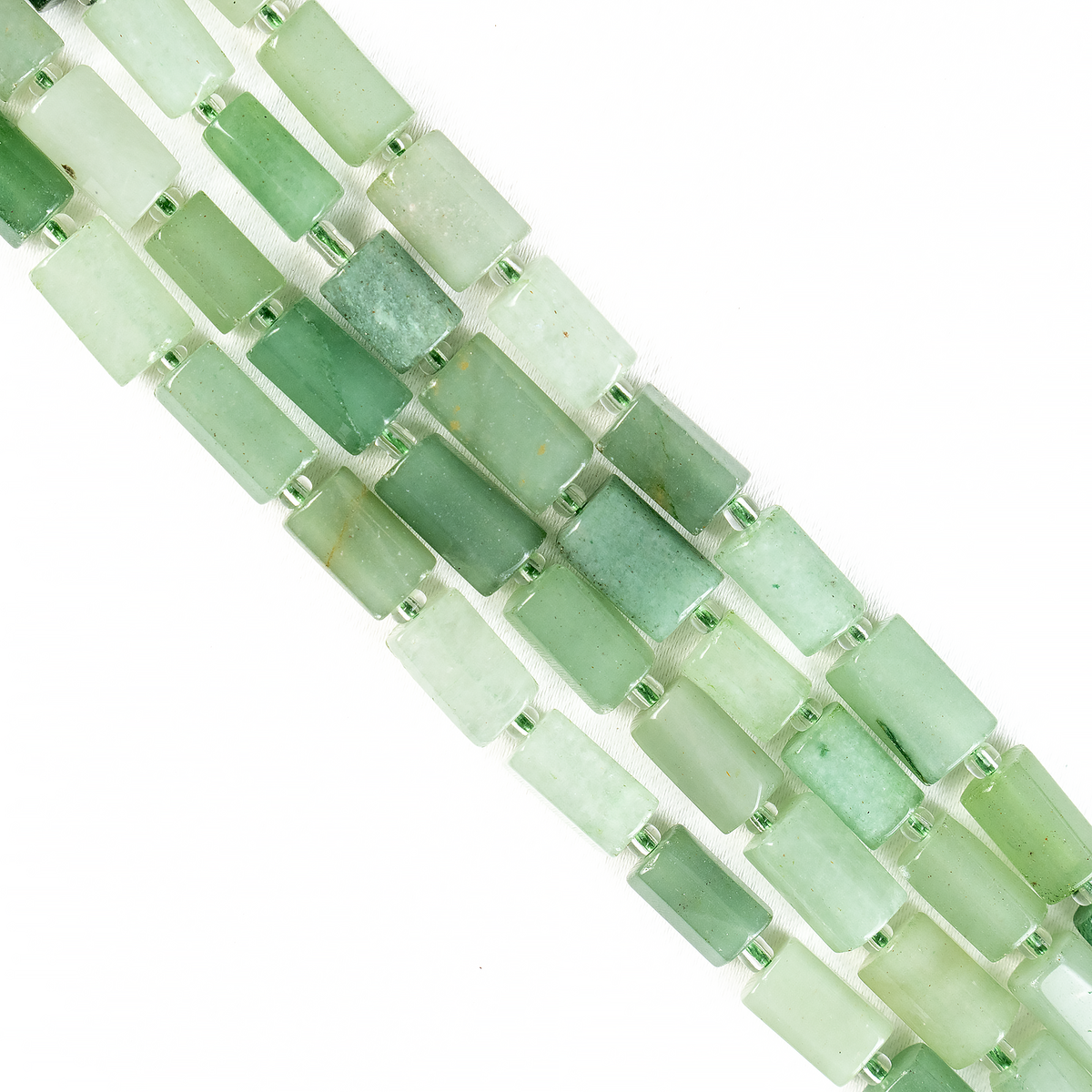 Green Aventurine Gemstone Pipe Bead, Crystal Healing Tube Beads.