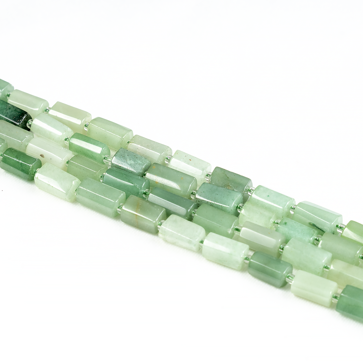 Green Aventurine Gemstone Pipe Bead, Crystal Healing Tube Beads.