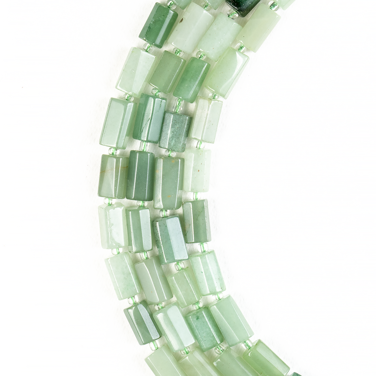 Green Aventurine Gemstone Pipe Bead, Crystal Healing Tube Beads.