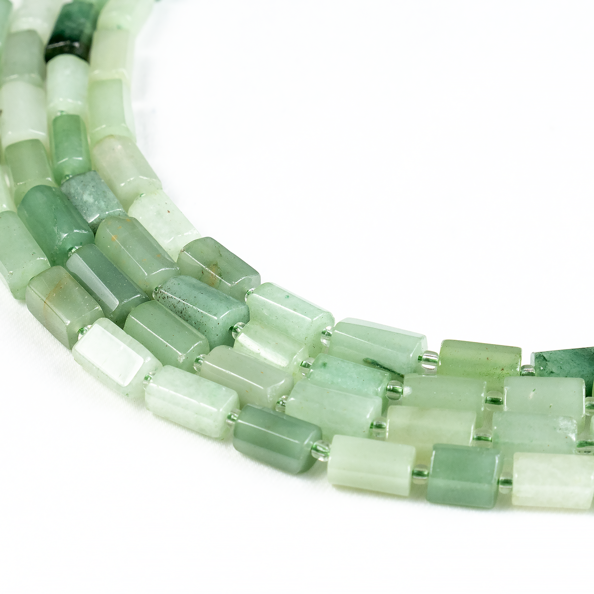 Green Aventurine Gemstone Pipe Bead, Crystal Healing Tube Beads.