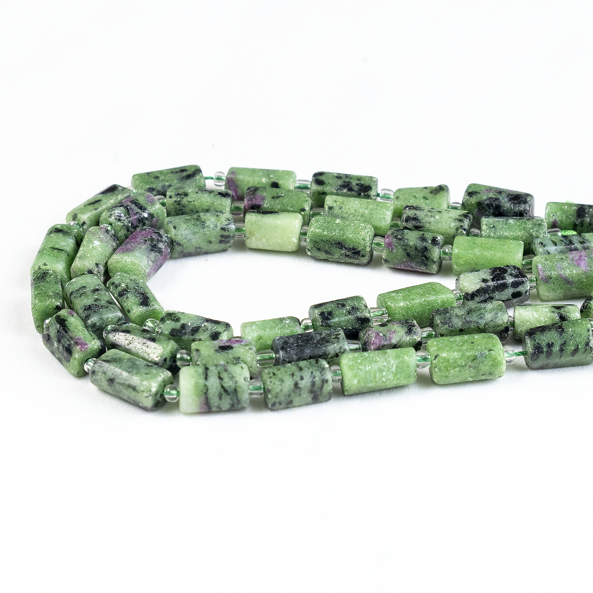 Ruby Zoisite Gemstone Pipe Bead, Crystal Healing Tube Beads.