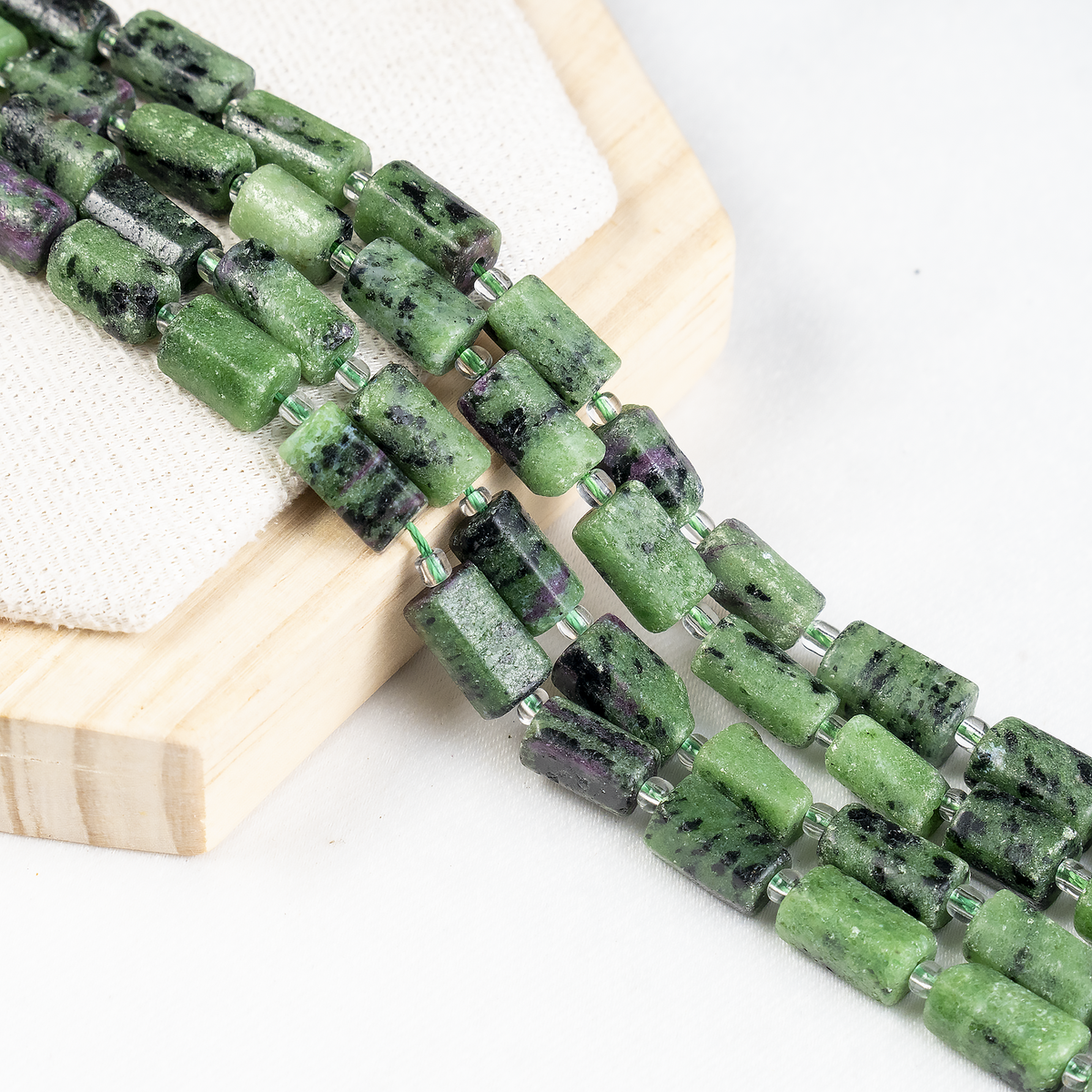 Ruby Zoisite Gemstone Pipe Bead, Crystal Healing Tube Beads.