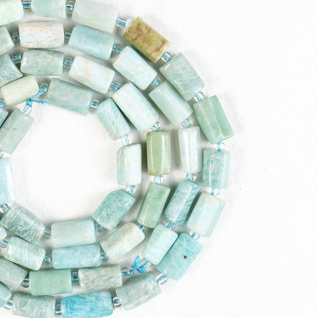 Amazonite Gemstone Pipe Bead, Crystal Healing Tube Beads.