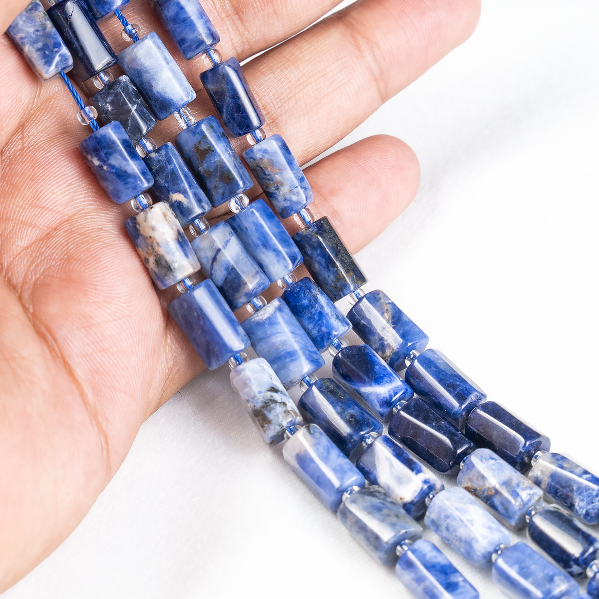Sodalite Gemstone Pipe Bead, Crystal Healing Tube Beads.
