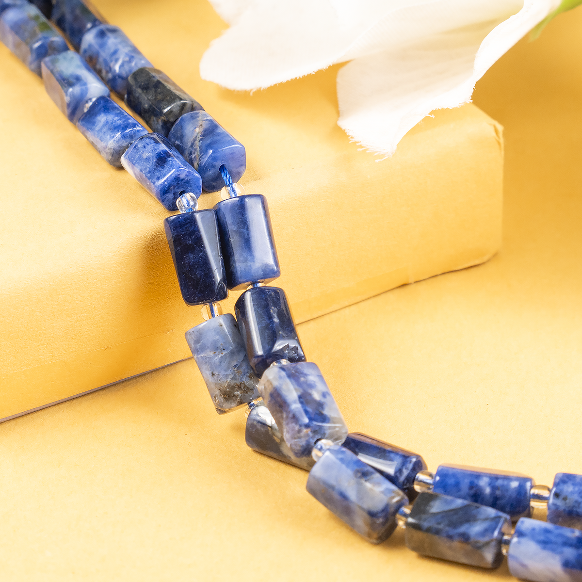 Sodalite Gemstone Pipe Bead, Crystal Healing Tube Beads.