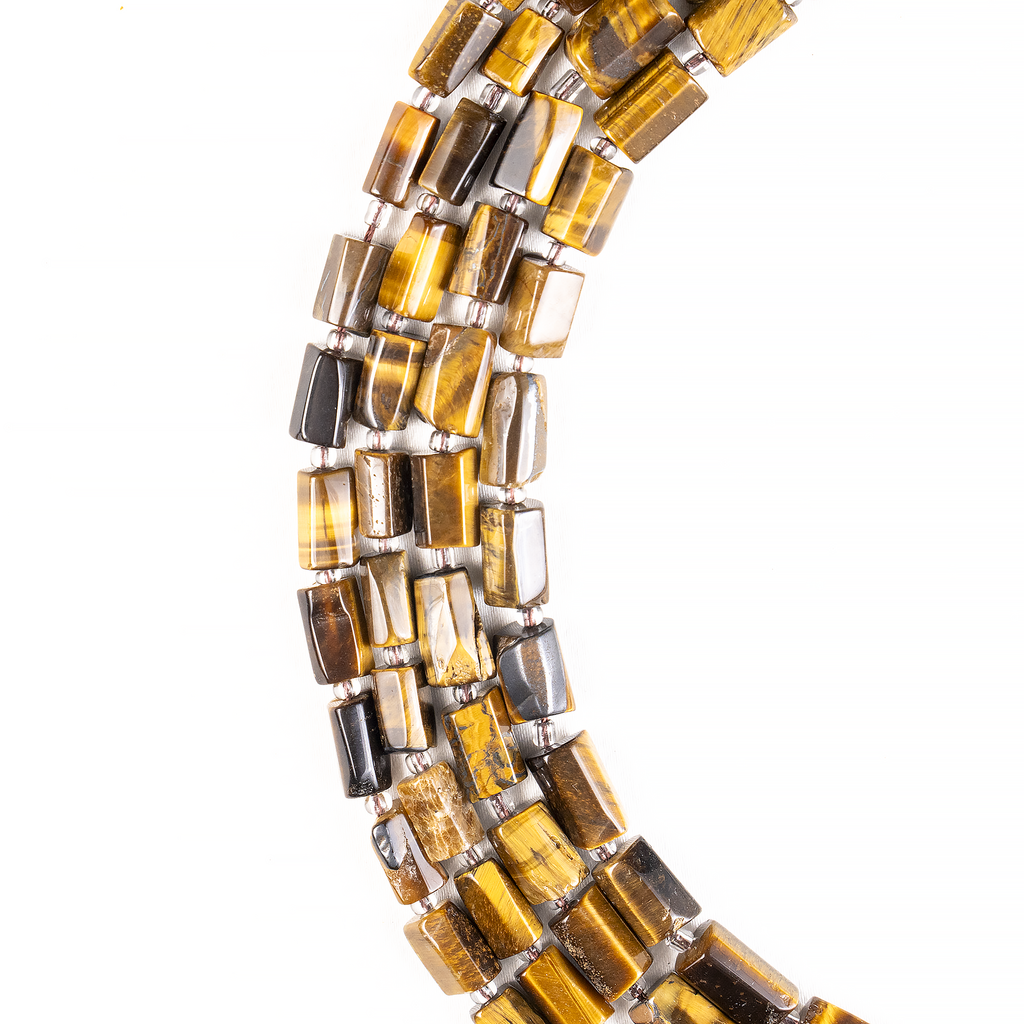 Tiger Eye Gemstone Pipe Bead, Crystal Healing Tube Beads.